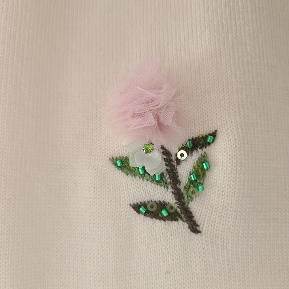 ALICE + OLIVIA Chase Collar Puff Sleeve Embroidery Embellished Top Size XS - Picture 4 of 6